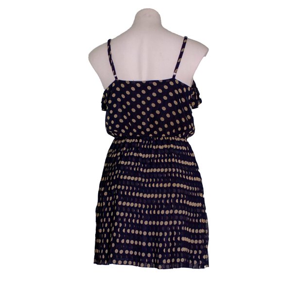 Forever 21 Blue & Gold Polkadot Mini Strappy Dress sz m - Picture 3 of 5